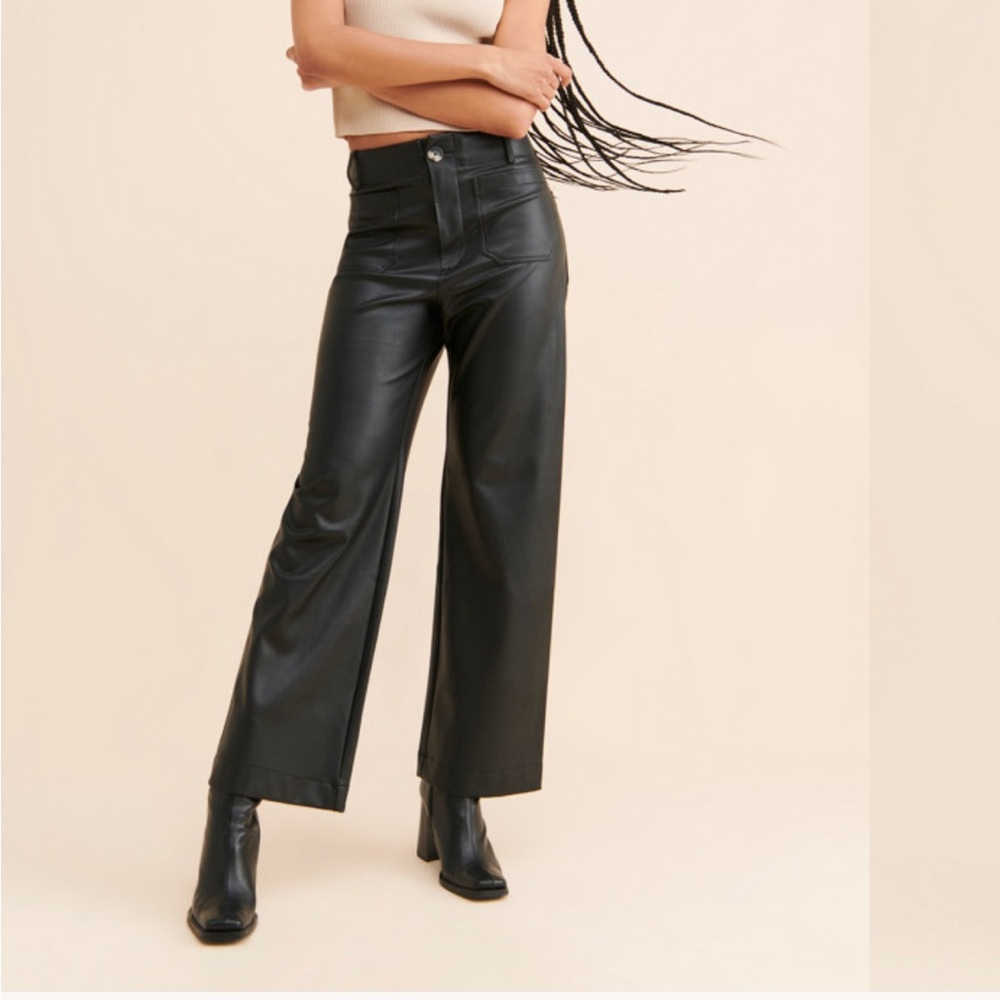 Anthropologie Maeve Black Faux Leather Pants